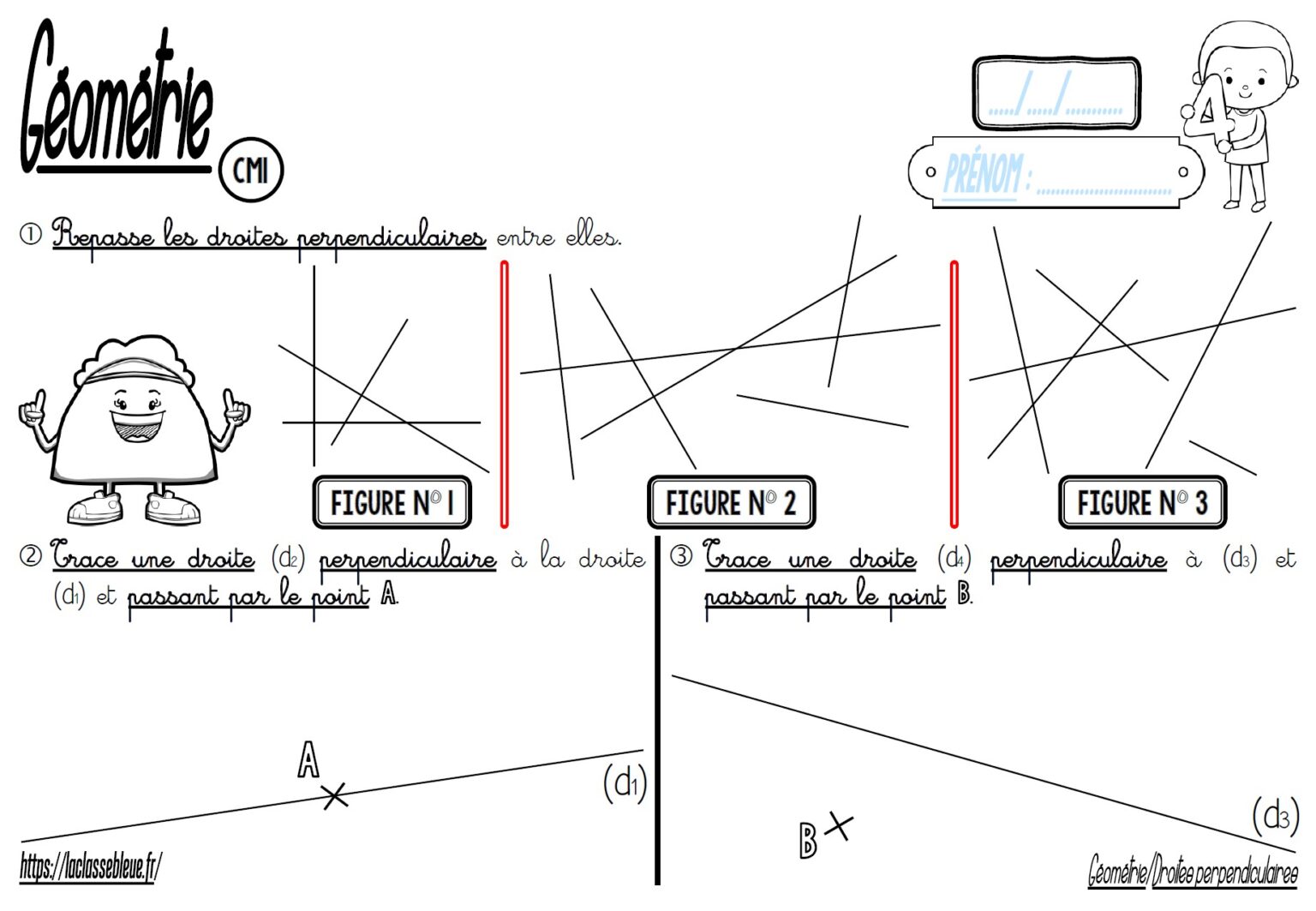 Les Droites Perpendiculaires Cm1 Exercices Pdf CM-Géométrie-Droites perpendiculaires - laclassebleue, site de partage